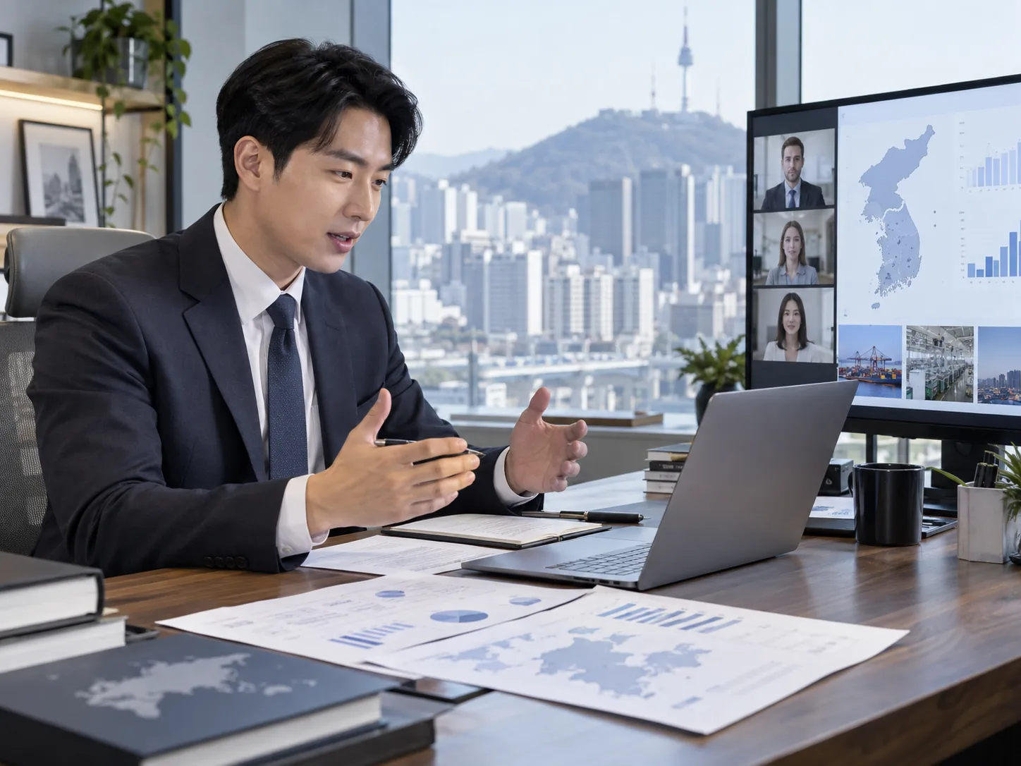 Illustrative Korea business support video call